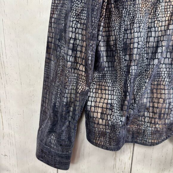 Birch Hill Croc Embossed Faux Leather Jacket Y2K Edgy Retro Glam Size M - Picture 8 of 16